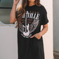 Black Nashville Guitar Print Crew Neck T Shirt Mini Dress