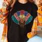 Black Glitter Turkey Graphic Thanksgiving T Shirt