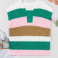 Colorblock V Neck Short Sleeve Sweater