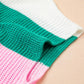 Colorblock V Neck Short Sleeve Sweater