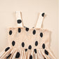 Oatmeal Polka Dot Smocked Fit Flared Sleeveless Long Dress