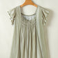 Laurel Green Stripes Ruffled Sleeve Shirred Round Neck Loose Fit Tank Top
