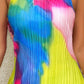 Colorblock Tie Dye Print Pleated Cami Maxi Dress