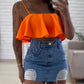 Ruffles Bandeau Spaghetti Strap Top Casual Slim Fit Crop Tank