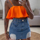 Ruffles Bandeau Spaghetti Strap Top Casual Slim Fit Crop Tank