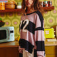 Pink Stripe Color Block Number 22 Print Game Day Loose Long Sleeve Top