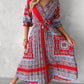 Tribal Print Tied Detail Casual Dress