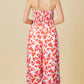 Pink Floral Print Twisted Bandeau Keyhole Pleated Wide Leg Jumpsuit