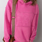 Pitaya Pink Mineral Wash Terry Patchwork Drawstring Hoodie