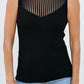 Black Ribbed Texture Mesh Cutout Knitted Sweater Vest