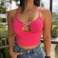 Bowknot Decor Hollow Out Crop Cami Top