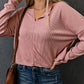 Long Sleeve Notch Neck Knit Top