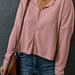 Long Sleeve Notch Neck Knit Top