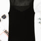 Black Ribbed Texture Mesh Cutout Knitted Sweater Vest