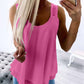 Love Heart Pattern Contrast Lace Layered Chiffon Tank Top