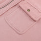 Pink Flap Pocket Drawstring Hood Zip Up Jacket