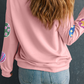 Pink Sequined Easter Egg Patched Pullover Sweatshirt