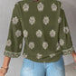 Floral Print V Neck Long Sleeve Blouse Casual Loose Fit Top