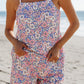Sky Blue Floral Print Spaghetti Straps Tank Top and Shorts Set