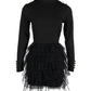 Layered Ruffles Mesh Long Sleeve Party Dress