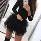 Layered Ruffles Mesh Long Sleeve Party Dress