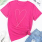 Rose Red Rhinestone Heart Graphic Crew Neck Valentines Tee