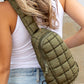 Four Leaf Clover Zipper Quilted Puffer Crossbody Bag