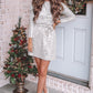 Silvery Sequin Long Sleeve Tie Waist Mini Dress