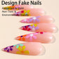 Bonbon Flower Print Almond Long Fake Nail