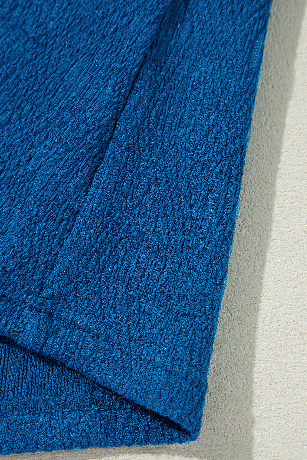 Bluing Solid Textured Crew Neck Short Set