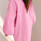 Bright Pink Balloon Sleeve Button Up Mini Shirt Dress