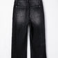 Carbon Grey Mineral Wash Raw Hem High Waist Flared Jeans