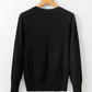 Black Solid Color Slim Fit Lightweight Crew Neck Sweater