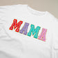 White MAMA Chenille Patched Crew Neck T Shirt