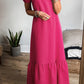 Rose Ginham Check Bubble Sleeve Ruffled Maxi Dress