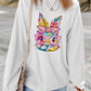 White Floral Rabbit with Glasses Graphic Corded Easter Sweatshirt