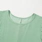 Mint Green Corded Knit Crew Neck Puff Sleeve Shift Mini Dress