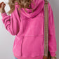 Pitaya Pink Mineral Wash Terry Patchwork Drawstring Hoodie