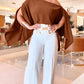 Solid Color Off the Shoulder Split Sleeve Versatile Blouse Top