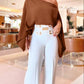 Solid Color Off the Shoulder Split Sleeve Versatile Blouse Top