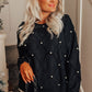 Black Pearl Embellished Rhombus Pattern Sweater