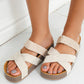 Beige Braided Detail Criss Cross Platform Slippers