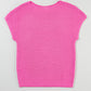 Pink Solid Loose Knit Short Dolman Sleeve Sweater