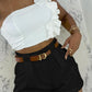 High Waist Ruched Shorts Casual Loose Fit Pocket Design Summer Shorts