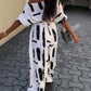 nk Print Off Shoulder Jumpsuit Waist Tie Elegant Casual One Piece Outfit