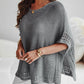Solid Batwing Sleeve Hollow out Crochet Pattern Top Casual Cover Up