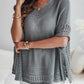 Solid Batwing Sleeve Hollow out Crochet Pattern Top Casual Cover Up