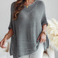 Solid Batwing Sleeve Hollow out Crochet Pattern Top Casual Cover Up