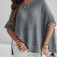 Solid Batwing Sleeve Hollow out Crochet Pattern Top Casual Cover Up