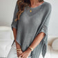 Solid Batwing Sleeve Hollow out Crochet Pattern Top Casual Cover Up